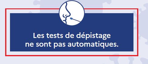 COVID19 : le test de dépistage n’est pas automatique